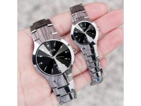 2019 quartz stainless steel table stainless steel chain black color wrist couple watch black