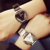 UCHOME Fashion Simple Triangle Hollow Couple Transparent Student Watch