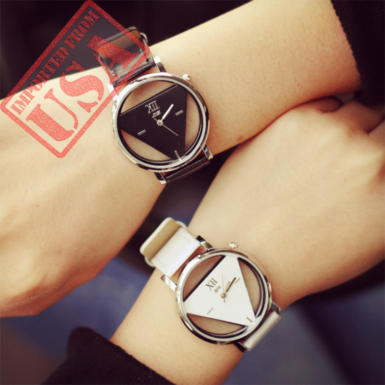 UCHOME Fashion Simple Triangle Hollow Couple Transparent Student Watch