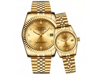 FNGEEN 3301 Men Top Brand Luxury Business Couple Watch Waterproof High-end Crystal Gold Watch Quartz Calendar Clock Wristwatches