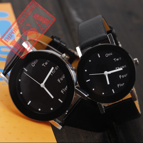 2018 New Korean Style Couple Leather Fashion Cute English Word Analog Wrist Watch