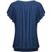 Helloacc Womens V Neck Short Ruffled Sleeves Banded Bottom T Shirts Loose Tops