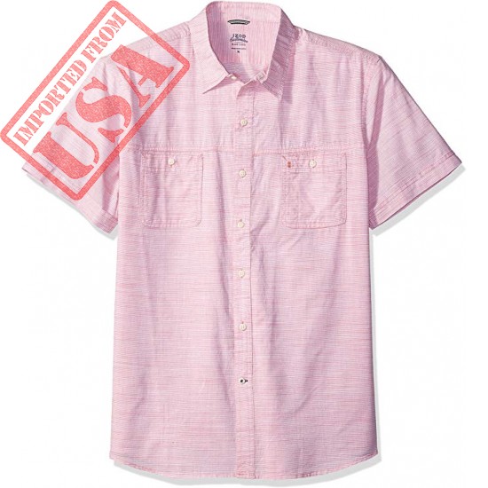 IZOD Men's Saltwater Dockside Chambray Short Sleeve Button Down Solid Shirt