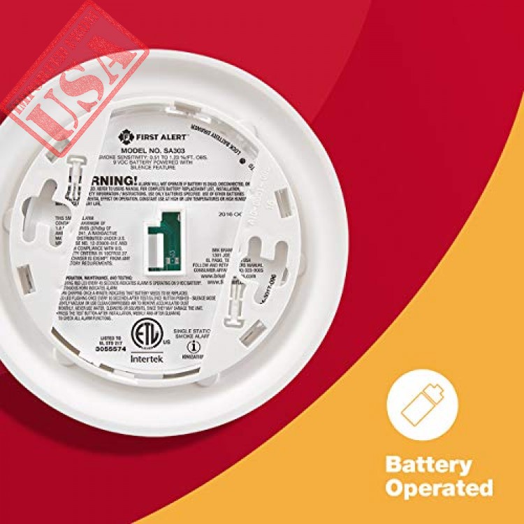 high quality first alert sa303cn3 battery powered smoke alarm with