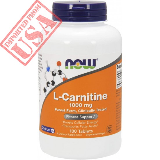 NOW Supplements, L-Carnitine 1,000 mg, Purest Form, Amino Acid, Fitness Support*, 100 Tablets