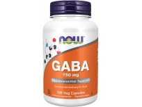 Suplementos NOW Foods, GABA (ácido gamma-aminobutírico) 750 mg, soporte para neurotransmisores*, 100 cápsulas vegetales