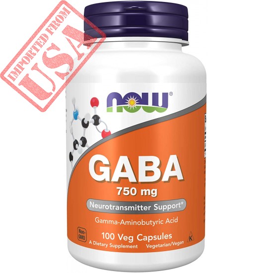 Suplementos NOW Foods, GABA (ácido gamma-aminobutírico) 750 mg, soporte para neurotransmisores*, 100 cápsulas vegetales