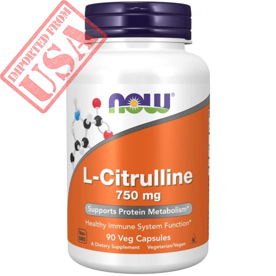 NOW Supplement L-Citrulline 750 mg, Supports Protein Metabolism , Amino Acid, 90 Veg Capsules