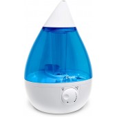 Crane Drop Ultrasonic Cool Mist Humidifier, Filter Free, 1 Gallon, 500 Sq Ft Coverage, Air Humidifier for Plants Home Bedroom Baby Nursery and Office, Blue and White