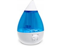 Crane Drop Ultrasonic Cool Mist Humidifier, Filter Free, 1 Gallon, 500 Sq Ft Coverage, Air Humidifier for Plants Home Bedroom Baby Nursery and Office, Blue and White