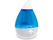 Crane Drop Ultrasonic Cool Mist Humidifier, Filter Free, 1 Gallon, 500 Sq Ft Coverage, Air Humidifier for Plants Home Bedroom Baby Nursery and Office, Blue and White