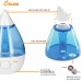 Crane Drop Ultrasonic Cool Mist Humidifier, Filter Free, 1 Gallon, 500 Sq Ft Coverage, Air Humidifier for Plants Home Bedroom Baby Nursery and Office, Blue and White