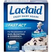 Lactaid Fast Act Lactose Intolerance Relief Caplets with Lactase Enzyme, 32 Travel Packs of 1-ct.