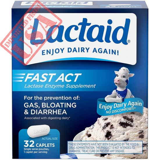 Lactaid Fast Act Lactose Intolerance Relief Caplets with Lactase Enzyme, 32 Travel Packs of 1-ct.