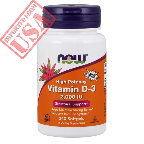 Buy original NOW Vitamin D-3, Structural Support 2000 | 240 SoftGels imported from USA