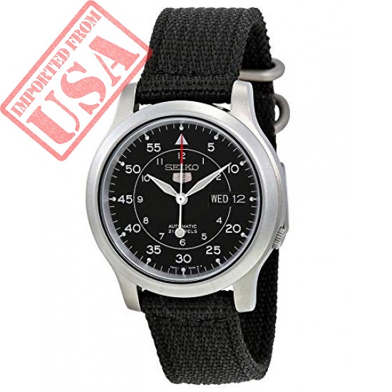 BUY SEIKO MEN'S SNK809 SEIKO 5 AUTOMATIC STAINLESS STEEL WATCH WITH BLACK CANVAS STRAP IMPORTED FROM USA