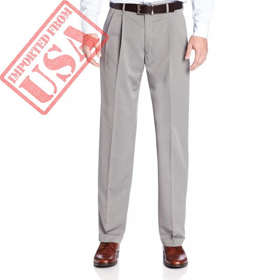 Buy Two Tone Herringbone Expandable Waist Pleat Front Dress Pant for Men by Haggar Imported from USA