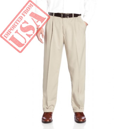 Men's Two Tone Herringbone Expandable Waist Pleat Front Dress Pant by Haggar now in Pakistan