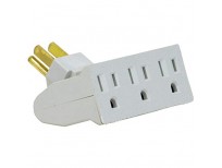 Globe Electric 3-Outlet Lateral Swivel Grounded Wall Adapter Tap, White Finish 46505