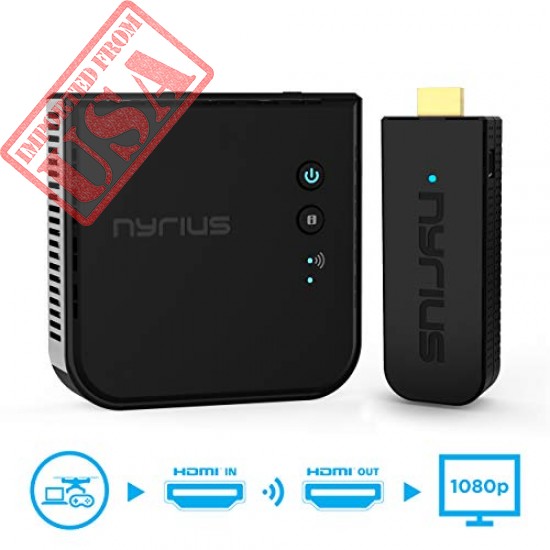 Original Nyrius Aries Pro Wireless HDMI Transmitter and Receiver to Stream Video from Multiple devices sale in Pakistan