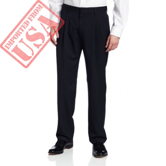Beautiful Two Tone Herringbone Expandable Waist Pleat Front Dress Pant for Men by haggar Imported from USA