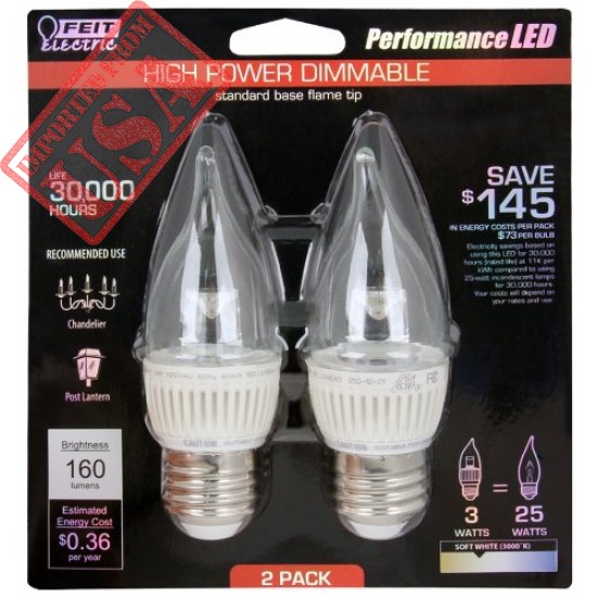 LED Dimmable Clear Chandelier Flame Tip sale in Pakistan