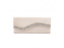 Buy Damara Womens Pleated Satin Flap Crystal Clutch Evening Bag Online in Pakistan