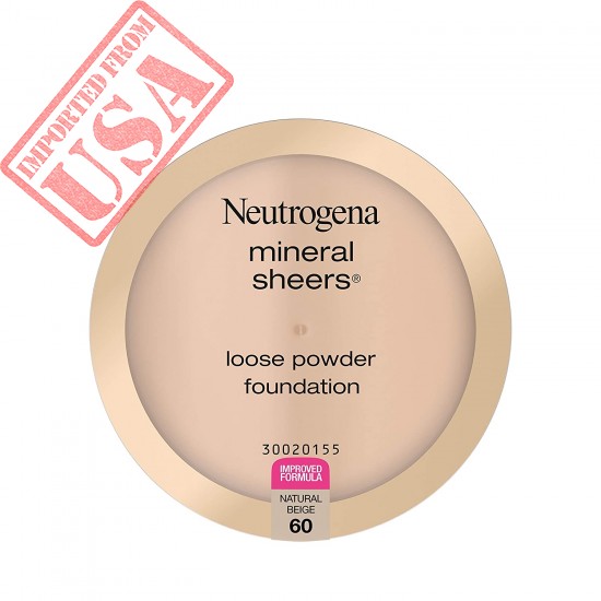 Neutrogena Mineral Sheers Lightweight Loose Powder Makeup Foundation with Vitamins A, C, & E, Sheer to Medium Buildable Coverage, Skin Tone Enhancer, Face Redness Reducer, Natural Beige