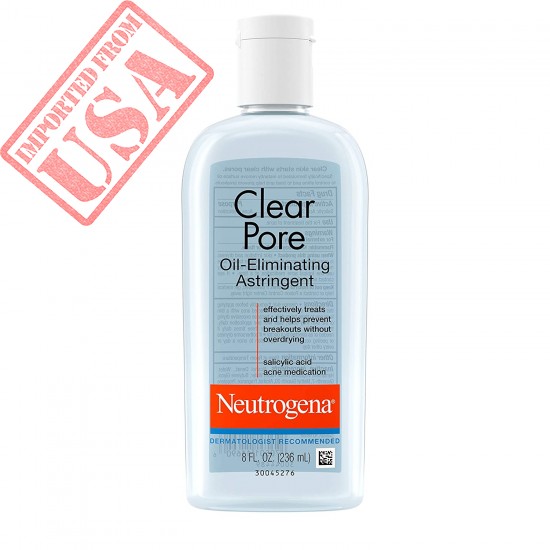 Neutrogena Clear Pore Oil-Eliminating Facial Astringent with 2% Salicylic Acid Acne Medication and Witch Hazel, Pore Clearing Treatment for Acne-Prone Skin, Helps Control Shine
