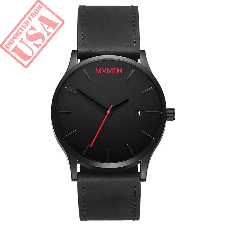 MVMT CLASSIC Watches 45 MM Men s Analog Minimalist Watch Black Leather