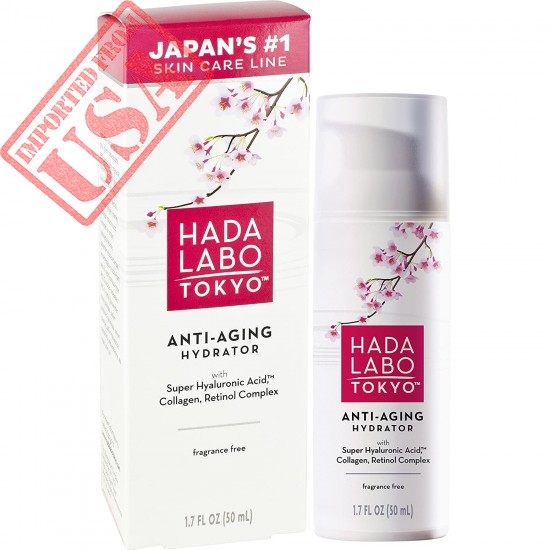 Hada Labo Tokyo Anti-Aging Hydrator 1.7 Fl. Oz - with Super Hyaluronic Acid, Collagen and Retinol Complex - lightweight anti aging serum helps increase firmness and elasticity, fragrance free