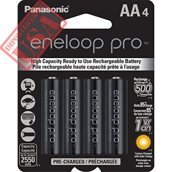 Panasonic eneloop Pro AA Rechargeable Ni-MH Batteries 2550 mAh (Pack of 4)