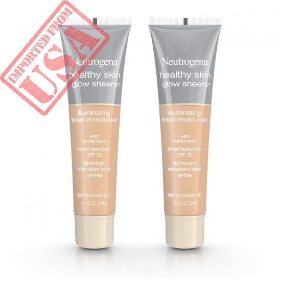 Neutrogena Healthy Skin Glow Sheers Tinted Moisturizer, Oil-Free & Non-Greasy Moisturizer with Antioxidant Vitamins A, C, and E, Broad Spectrum SPF 30 Sunscreen, Light to Medium