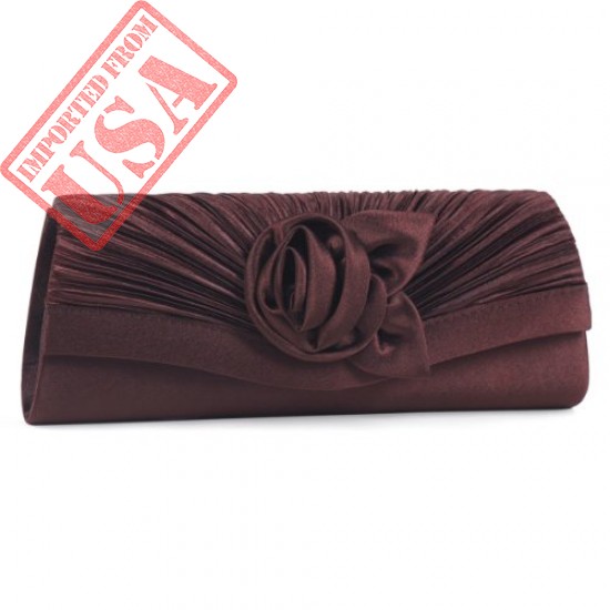 Buy Damara Women's Satin Pleated Flower Front Evening Bag Online in Pakistan