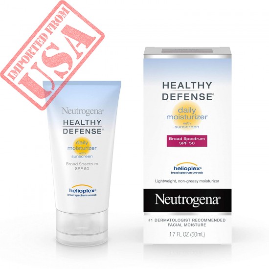 Neutrogena Healthy Defense Daily Vitamin C & Vitamin E Face Moisturizer, Non-Greasy Anti Wrinkle Face Lotion & Neck Cream with SPF 50 Sunscreen - Vitamin C, Vitamin E, Multivitamin Complex