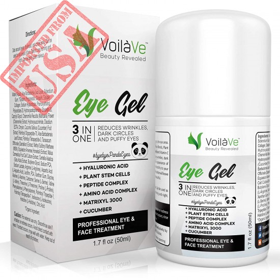 Original VoilaVe 3 in 1 Eye Gel, Anti Aging Under Eye Cream with Pure Hyaluronic Acid, Reduce Eye Puffiness & Dark Circles 