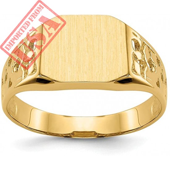 14k Yellow Gold 9.0x10.5mm Mens Signet Band Ring Size 9.00 Man Fine Jewelry For Dad Mens Gifts For Him