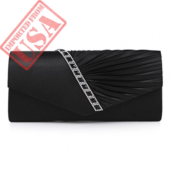 Buy Damara Womens Pleated Crystal-Studded Satin Handbag Online in Pakistan