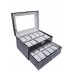 Sodynee® Black Pu Leather 20 Grid Jewelry Watch Display Organizer Gloss Top Box Case Large