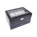 Sodynee® Black Pu Leather 20 Grid Jewelry Watch Display Organizer Gloss Top Box Case Large