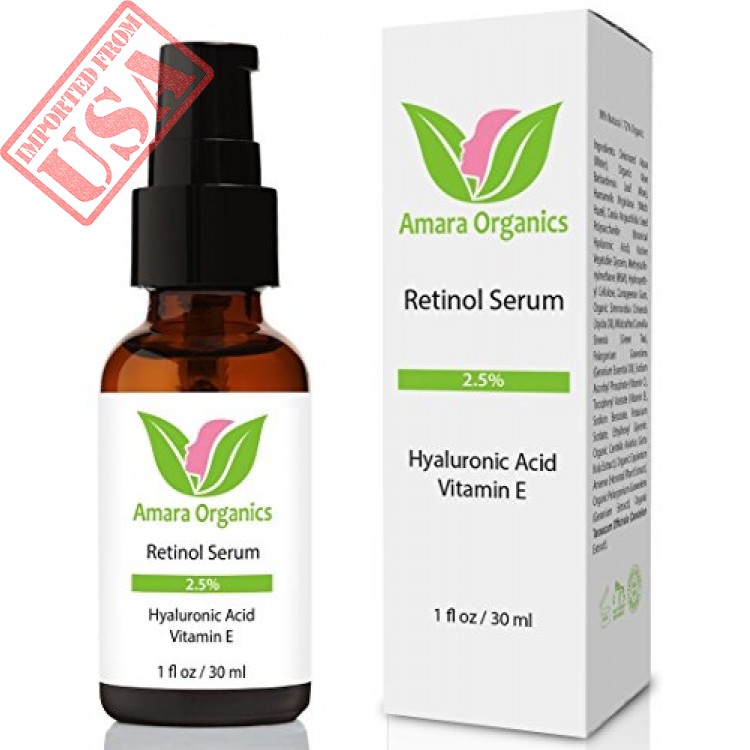 Amara Organics Retinol Serum 2.5% with Hyaluronic Acid & Vitamin E, 1 ...