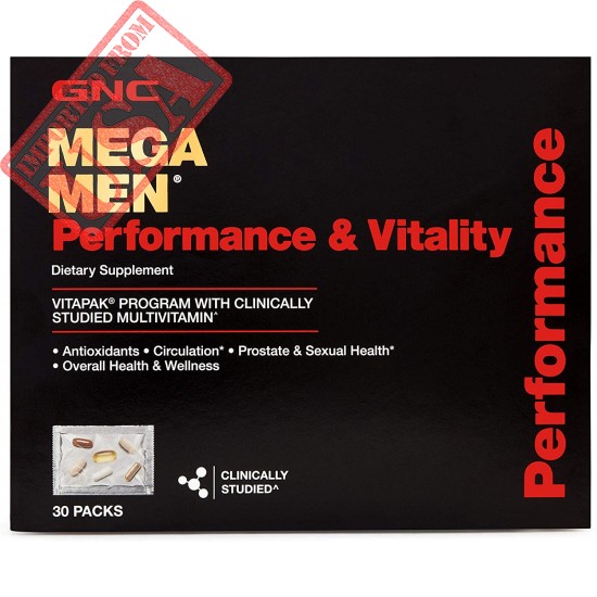 GNC Mega Men Performance and Vitality Daily Multivitamin Vitapak, 30 Count, Prostate & Sexual Health