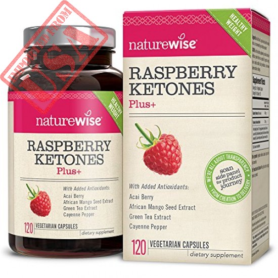 NatureWise Raspberry Ketones Plus+, Advanced Antioxidant & Green Tea Extract for Weight Loss, Appetite Suppression, Organic Kelp, Resveratrol, Vegan, Gluten-Free, 120 count