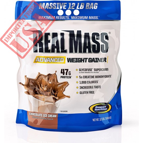 Gaspari Nutrition Real Mass Advanced Weight Gainer, Chocolate Ice Cream, 12 Pound