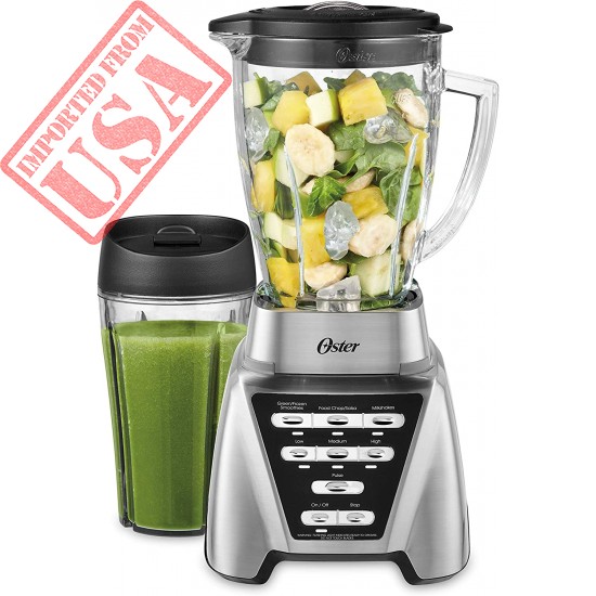 Oster Blender | Pro 1200 with Glass Jar, 24-Ounce Smoothie Cup, Brushed Nickel