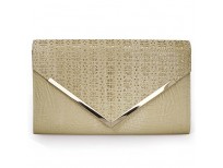 Buy BMC Womens Pale Khaki PU Leather Alligator Skin Pattern Clutch Online in Pakistan