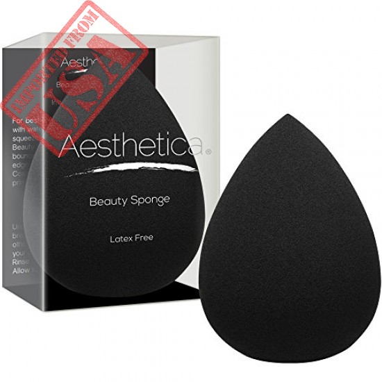 Aesthetica Cosmetics Beauty Sponge Blender - Latex Free and Vegan Makeup Sponge - For Powder, Cream or Liquid Application - One Piece