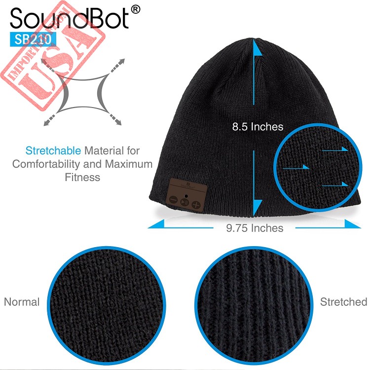 soundbot SB210-GRY/GRY HD Stereo Bluetooth 4.1 Wireless Smart Beanie ...
