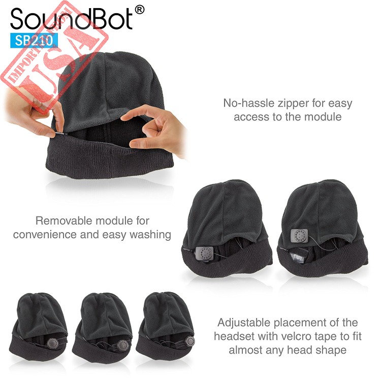 soundbot SB210-GRY/GRY HD Stereo Bluetooth 4.1 Wireless Smart Beanie ...