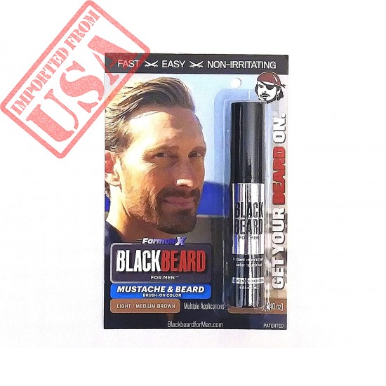 Blackbeard for Men Formula X - Instant Brush-on Beard & Mustache Color - 1-pack (Light/Medium Brown)